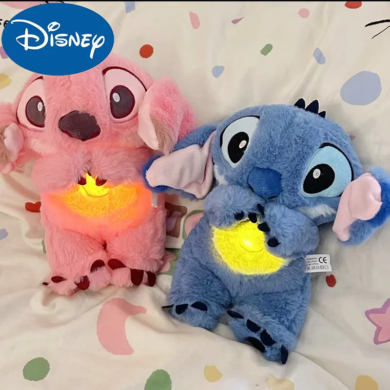 Disney Lilo & Stitch ตุ๊กตายัดไส้ตุ๊กตายัดไส้ตุ๊กตาผ้าพลูชินียัดไส้รูปเทวดาหูเคลื่อนย้ายได้นอนหลับอย่างสงบสุขของขวัญนุ่มน่ารักสำหรับเด็ก