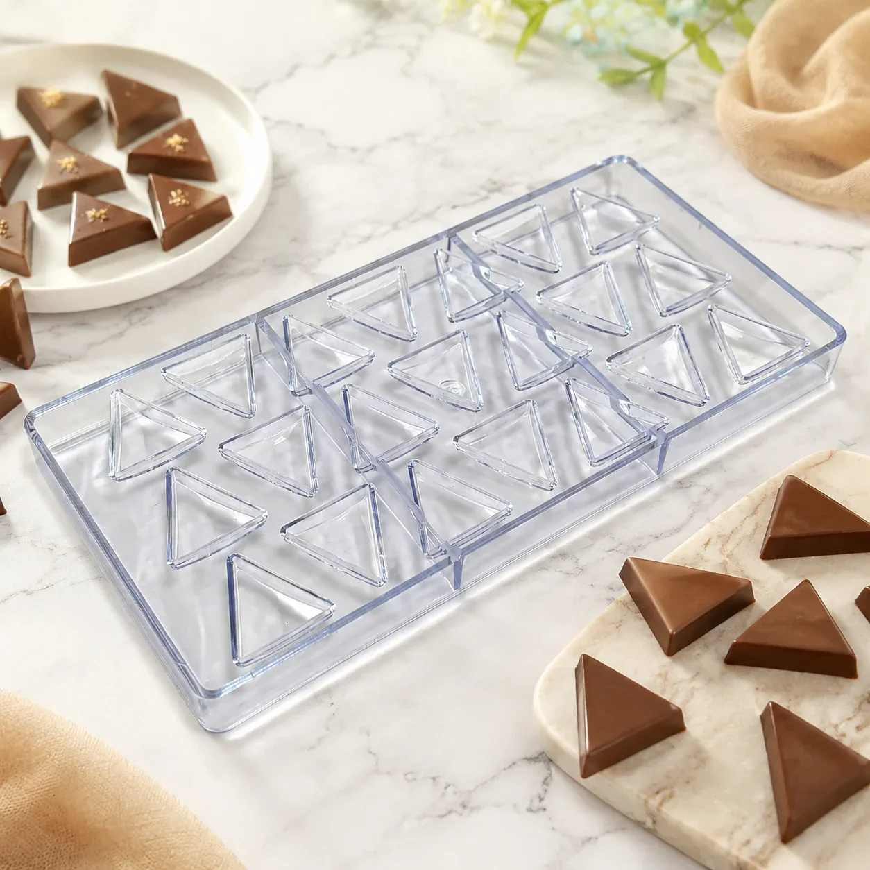 Triangle Slice Polycarbonate Chocolate Mold, Triangular Wedge for Sandwich Chocolate & Candy, DIY Pastry Baking Mold for Home