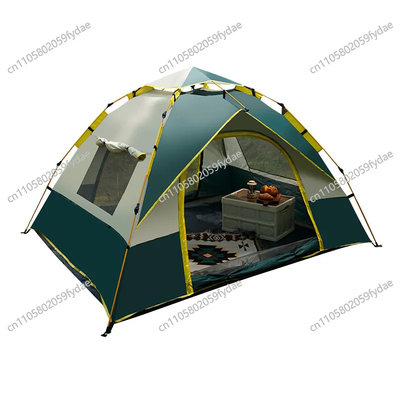 Outdoor beach fully automatic quick opening portable rain and sun protection multi-person two doors and two windows wild camping