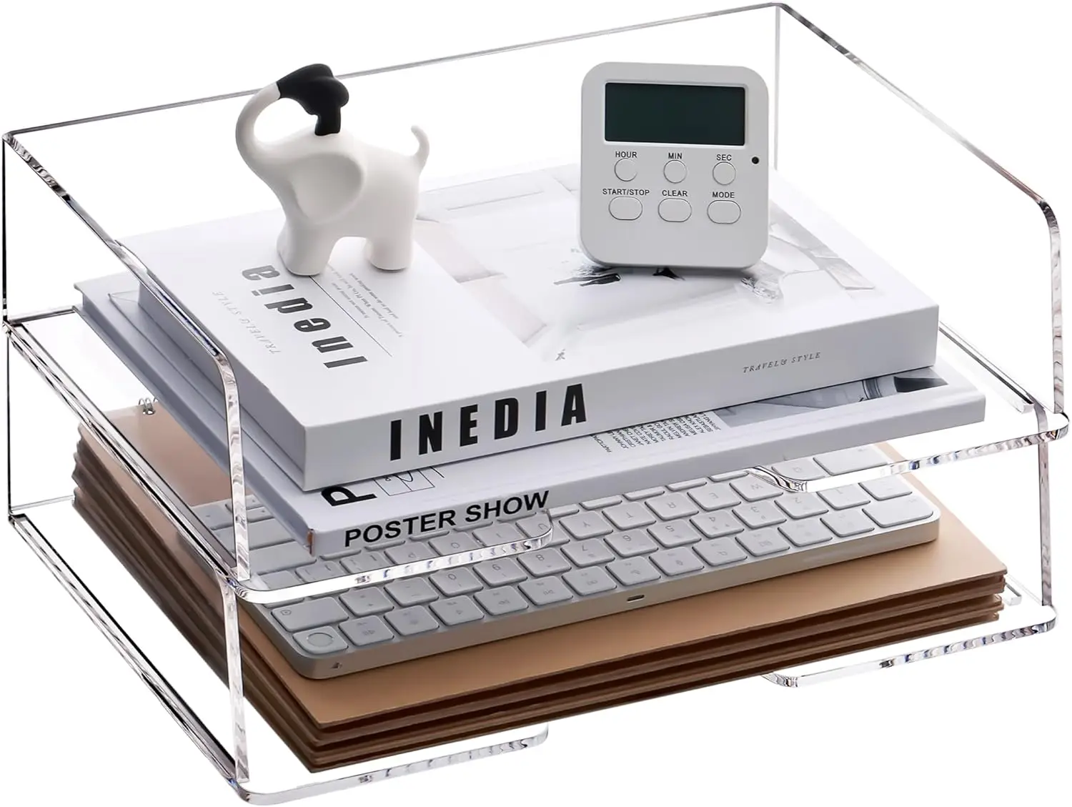 

Прозрачный акриловый органайзер для бумаг, большой горизонтальный лоток для документов для офиса и домашнего стола