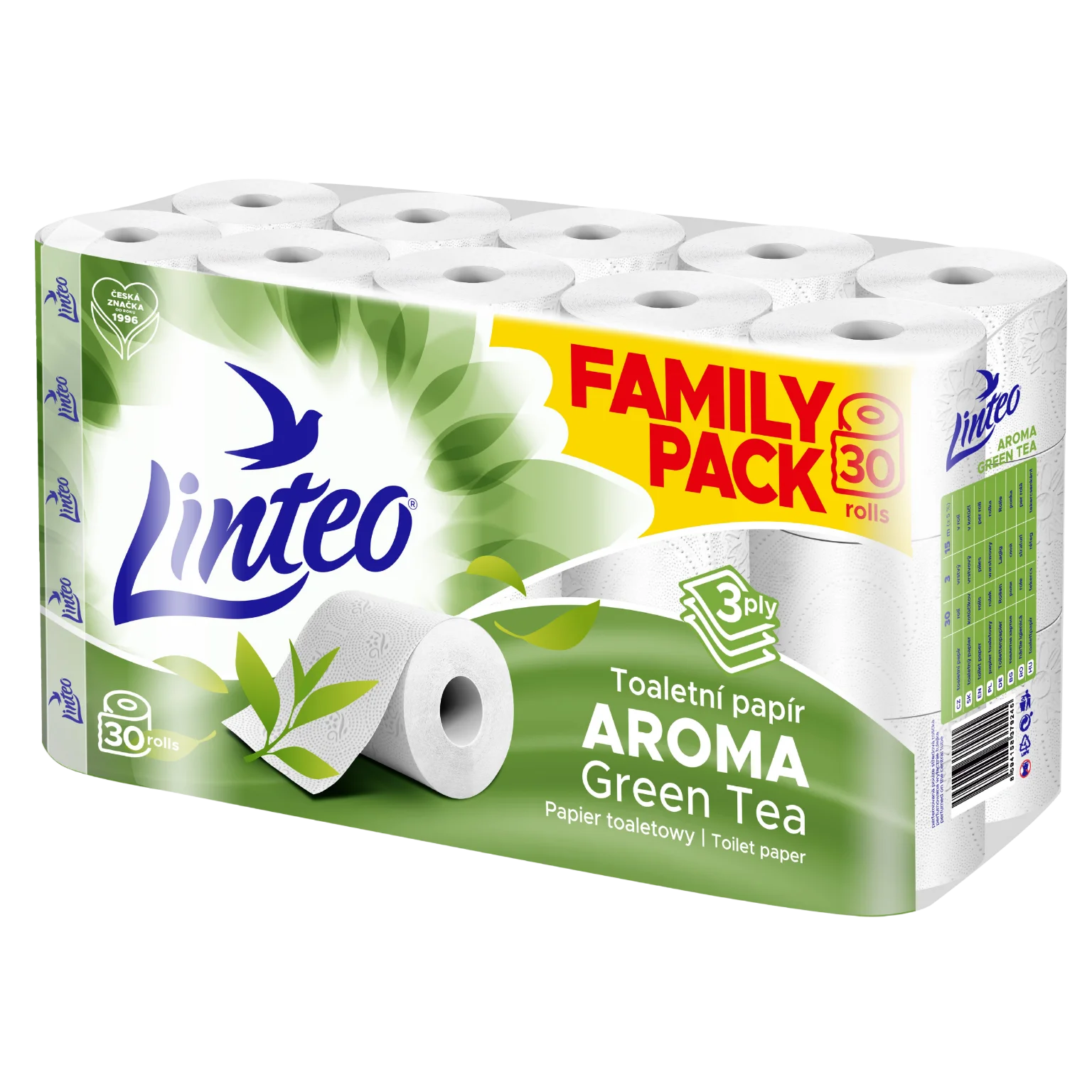 Papel higiénico Linteo 30 rollos 3 capas de té verde blanco