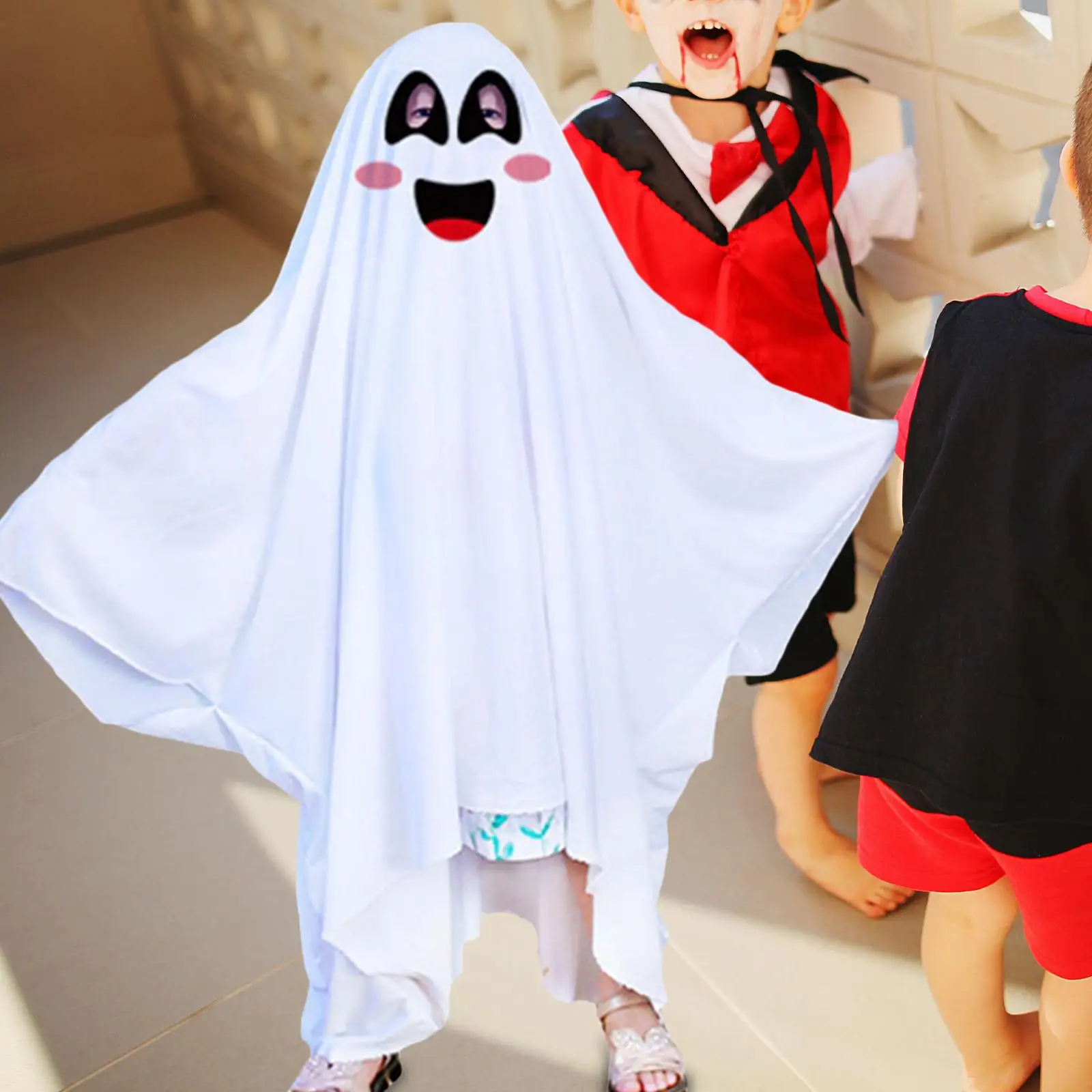 Halloween Costume Cape White Cloak Dress Up Accessory for Carnival Dance Party Stage Show