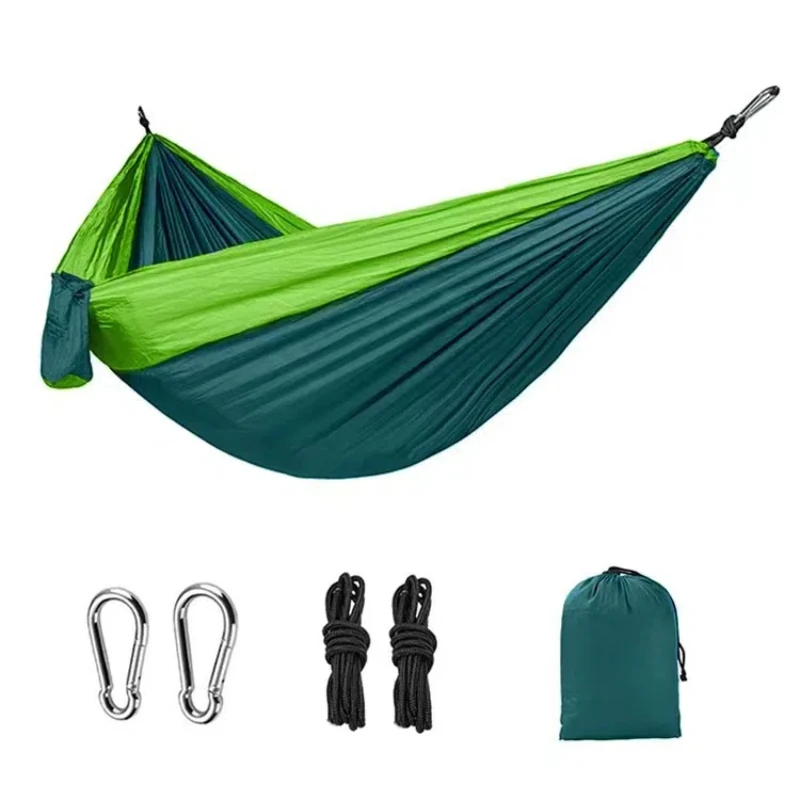 New Camping Hammock Portable Outdoor With Nylon Color Matching Hammock High Strength Parachute Fabric Hanging Bed