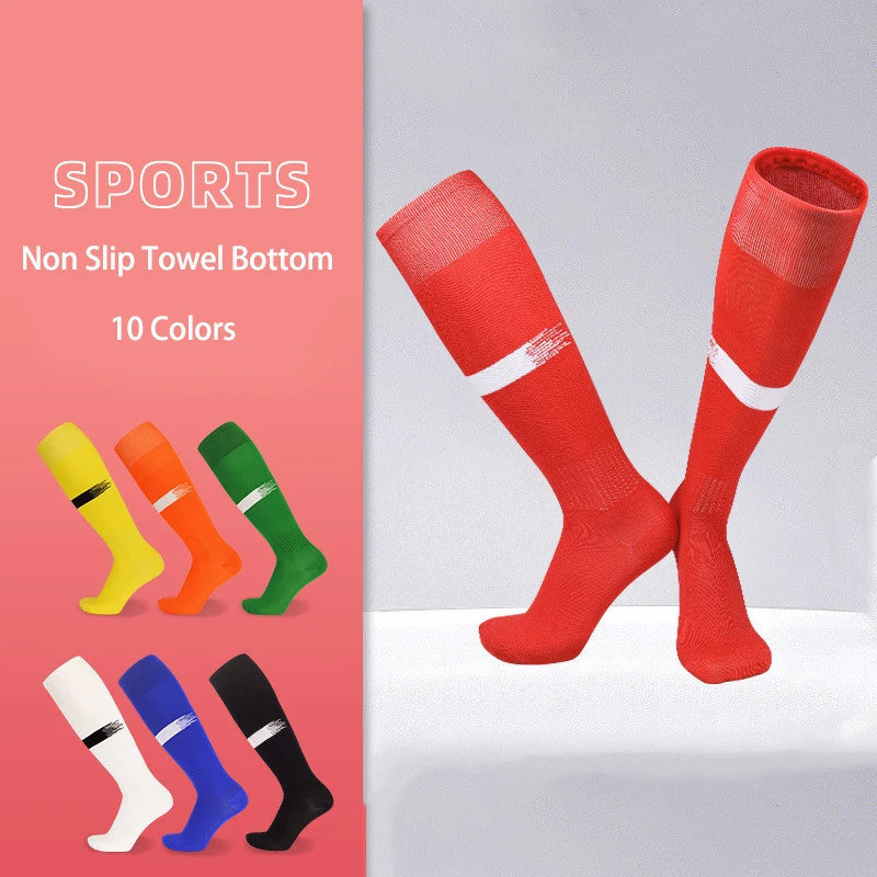 Summer adult thin section high tube football socks men's training ball socks children's striped long tube sports socks