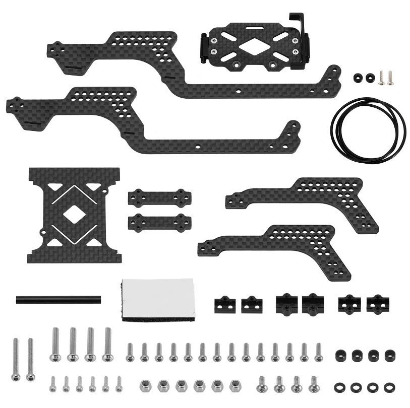 INJORA Universele LCG Koolstofvezel Chassis Frame Batterij Lade voor 1/18 RC Crawler TRX4M Defender Bronco K10 F150 (4M-89 4M-78)