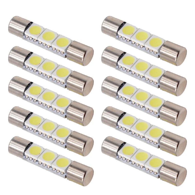 

500PCS LED Bulb Makeup Mirror Fuse Light 28MM 30MM White 5050 3SMD LED Car Lights Sunshade Mirror Lamps Xenon DC 12V