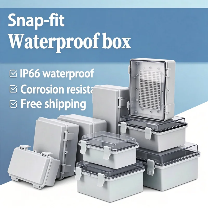 IP66 Gray/Transparent Electronic Box Instrument Hinge Case Waterproof Outdoor Distribution Enclosure Case PC Plastic