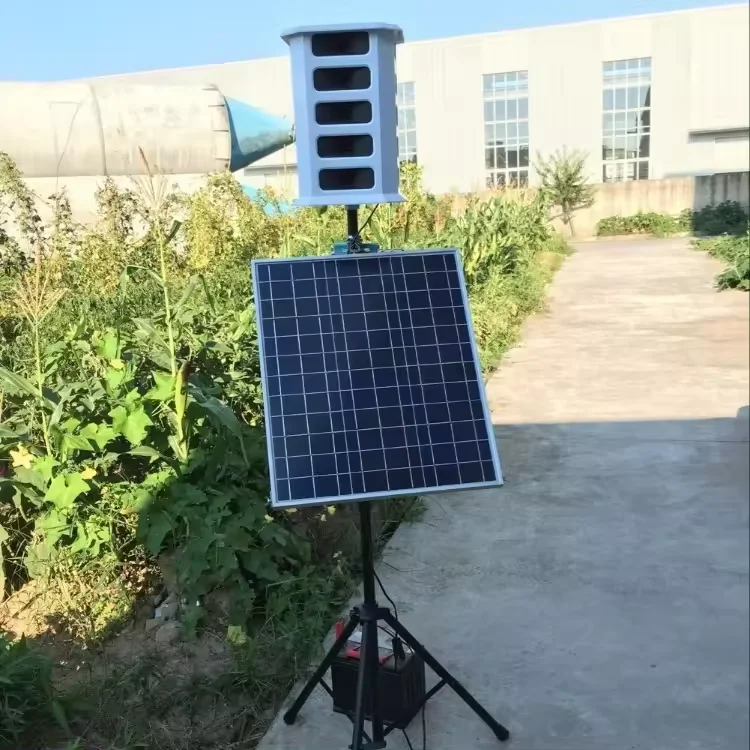 20 Speakers Solar Panel Battery Bird Repeller with 8 Sounds and Replaceable Sound Chip Card for Big Farm and Garden