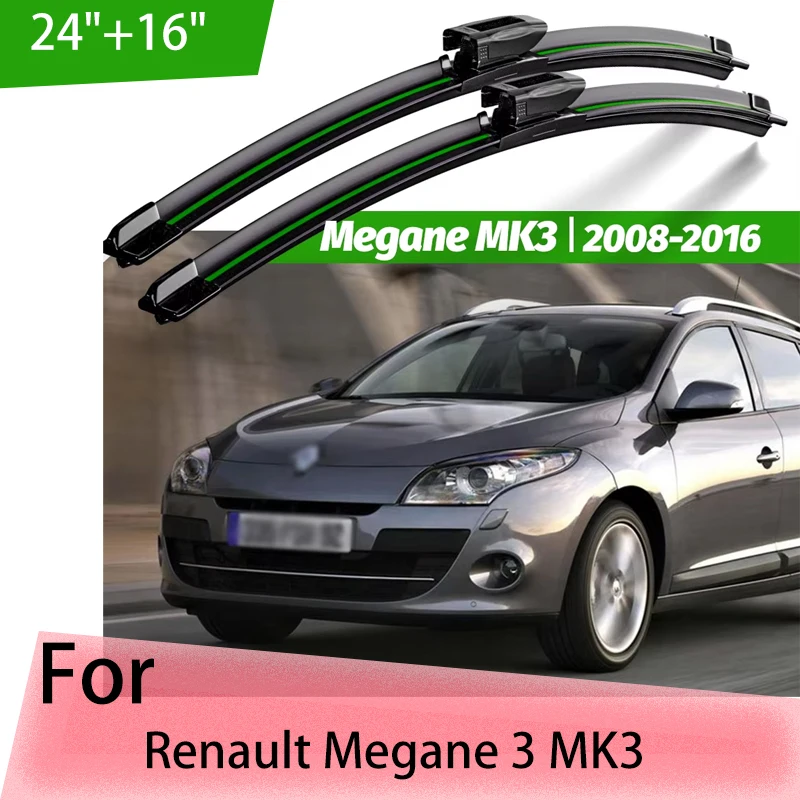 

Wiper Front Wiper Blades For Renault Megane 3 MK3 2008-2016 2009 2010 2011 2012 2013 Windshield Windscreen Window 24"+16"