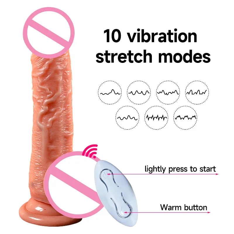 Realistic Big Dildo Vibrator Telescopic Female Masturbation Suction Cup Heating Penis Remote Control Dick for Women Sex Toys