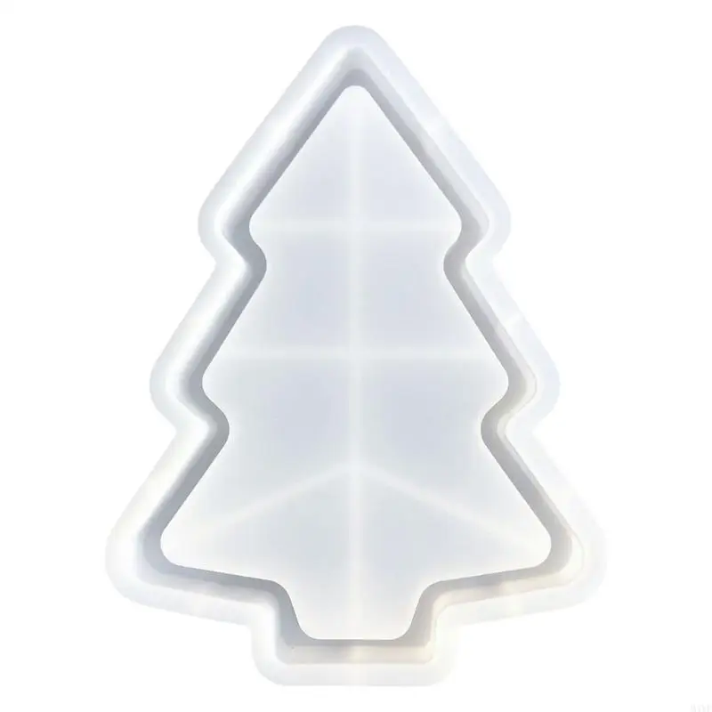 M4YF Silicone Serving Platter Mould Christmas Tree Shaped Dish Molds Epoxy Resin Mold for Jewelry Storage Tray Making