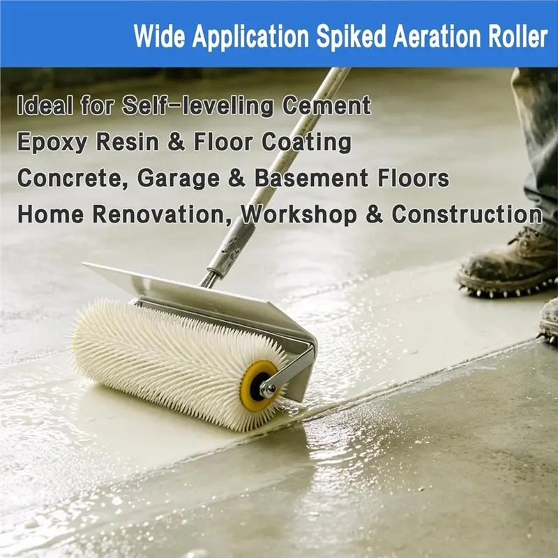ABMH-Splash Guard Defoaming Tool, 25Cm Spiked Roller For Self Leveling Concrete For Epoxy Garage Floor DIY Project Basement