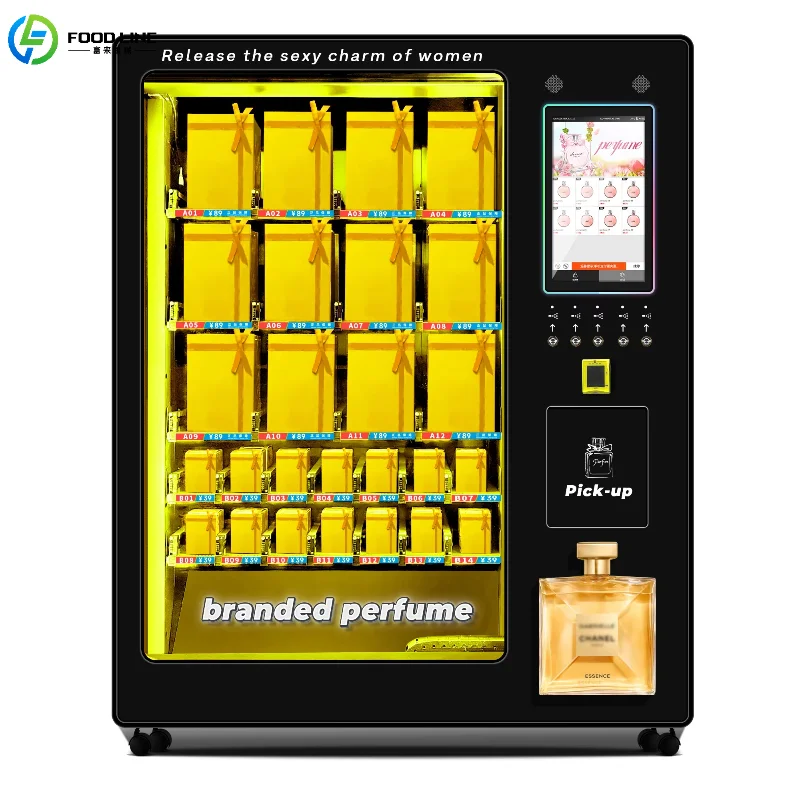 

Customized Commercial Vertical Perfume Vending Machine Touch Screen Ad Display Multi-Payment Full Size Fragrance Device