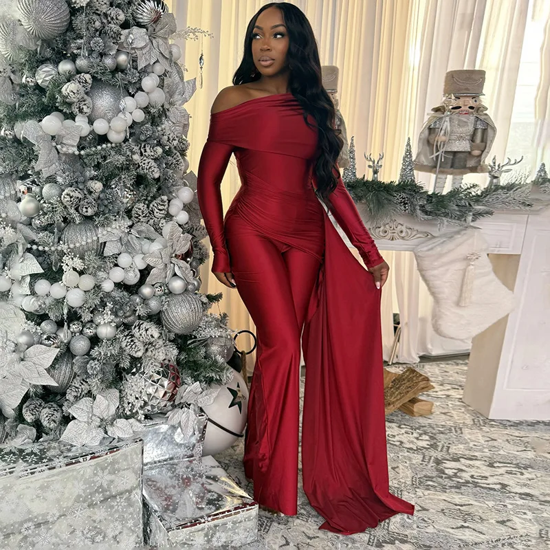 Sexy Off Shoulder Jumpsuits 2025 Women Winter Fall Party Club Elegant Bodycon Luxury One Piece Jumpsuit Bodysuit Playsuit