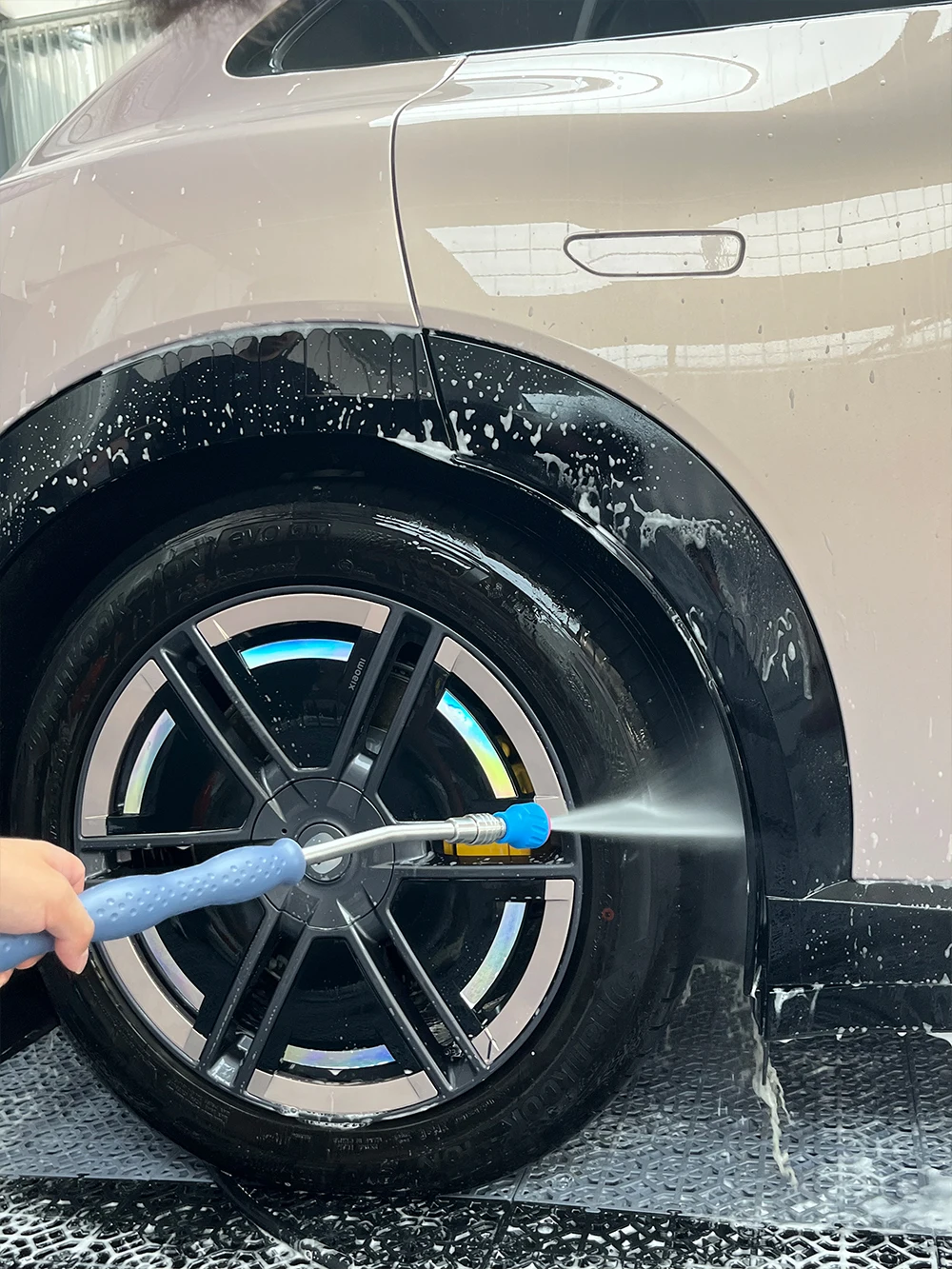 High-Pressure Washer 55 cm Seamless Extension Pole, 304 15° Elbow, Automatic Female Connector, 360° Anti-Tangle Male Connector
