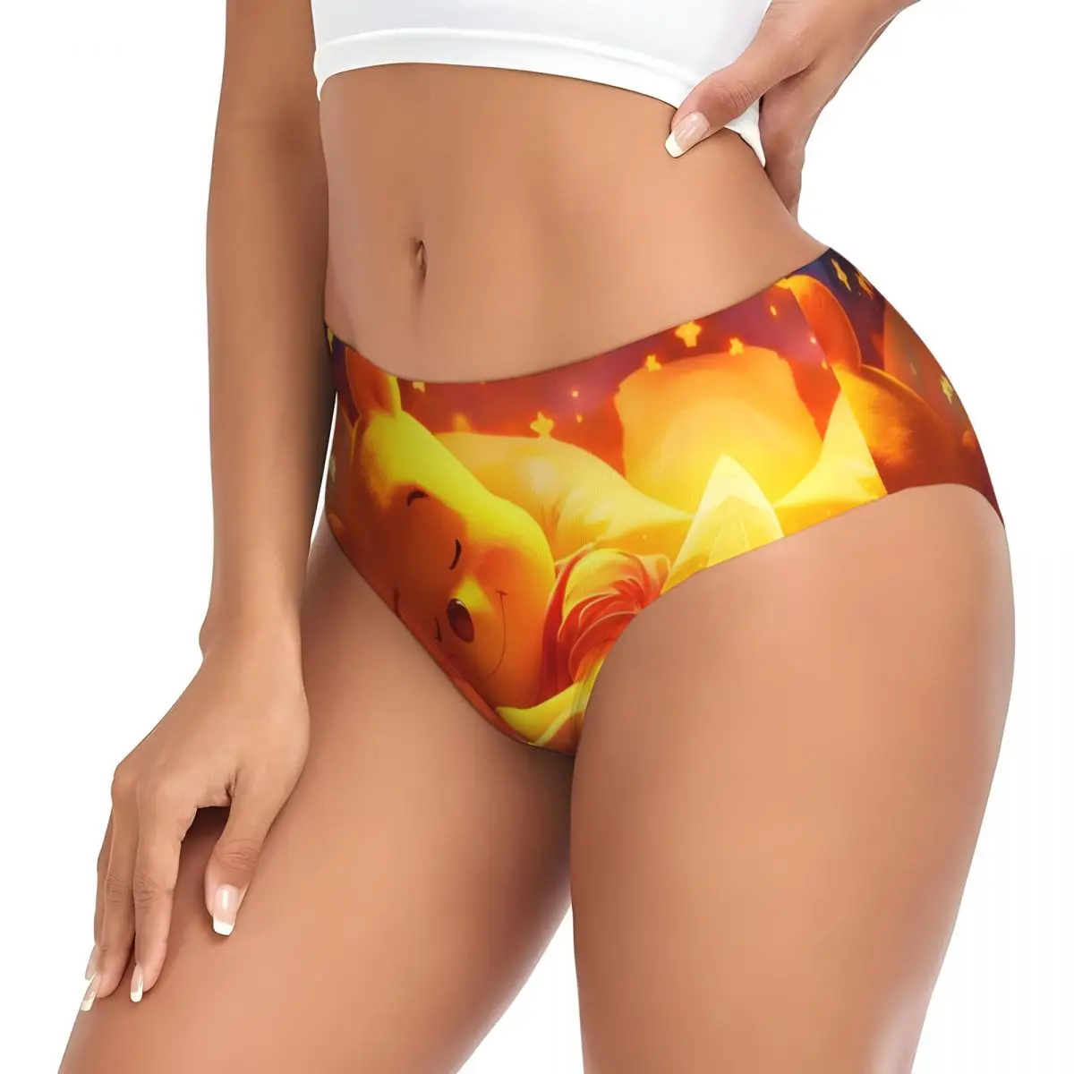 Custom Women's Winnie Pooh Teddy Bear Sleep Panties Underwear Female Comfort Cartoon Briefs Underpants