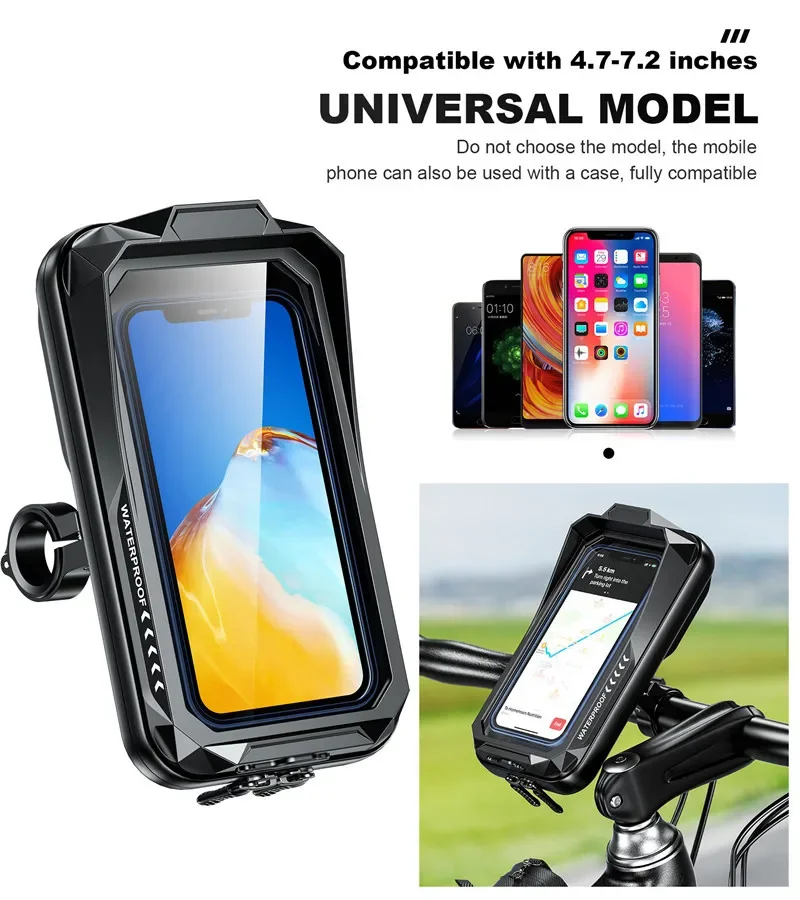 

Kewig Bike Phone Handlebar Bag Holder Bike & Sun-Visor Cover Handlebar Mount Base Touch-Screen Mobile Phone Waterproof Bike Bag