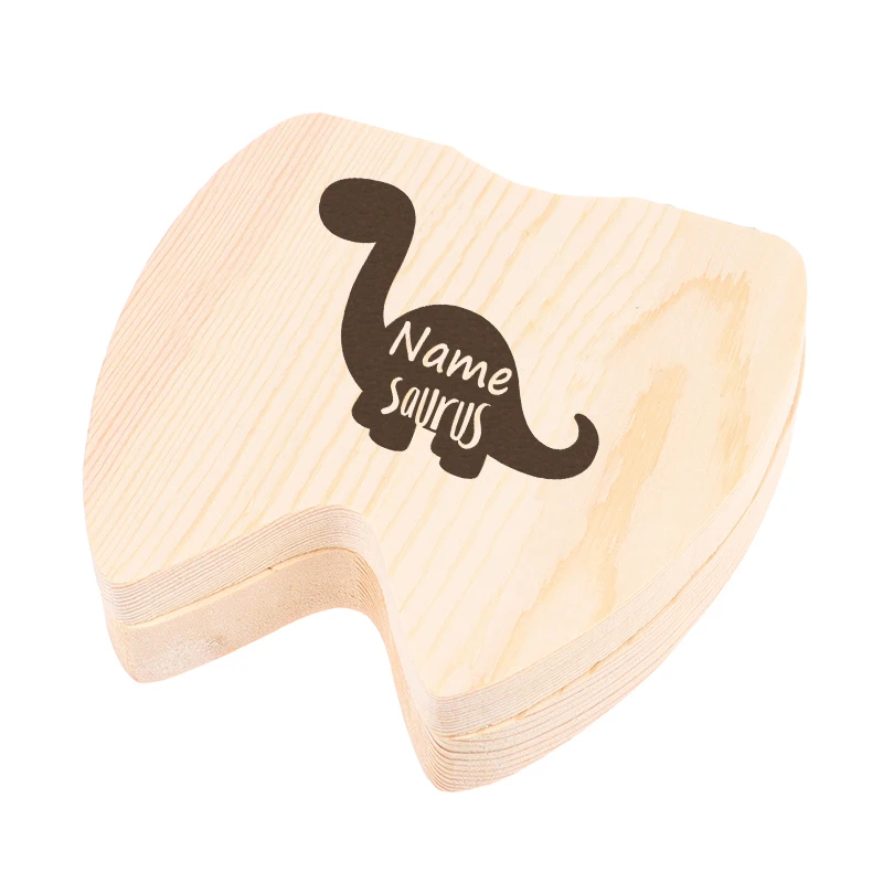 Custom Birthday Gift Personalized Name Tooth Box Laser Engraved Dinosaur Tooth Fairy Gift First Tooth Box Wood