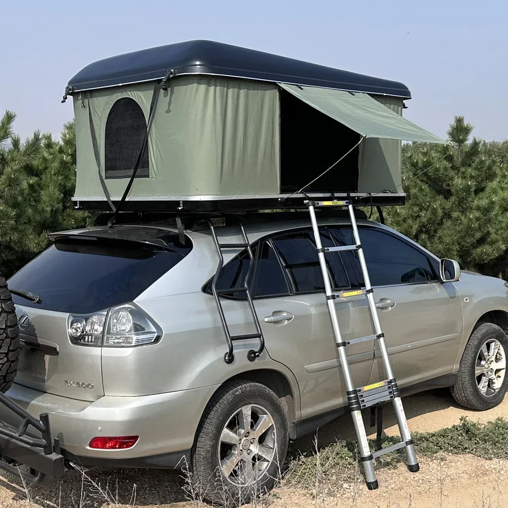 car tent camping light weight roof top tent Outdoor fiberglass fast fit hard shell roof top tent