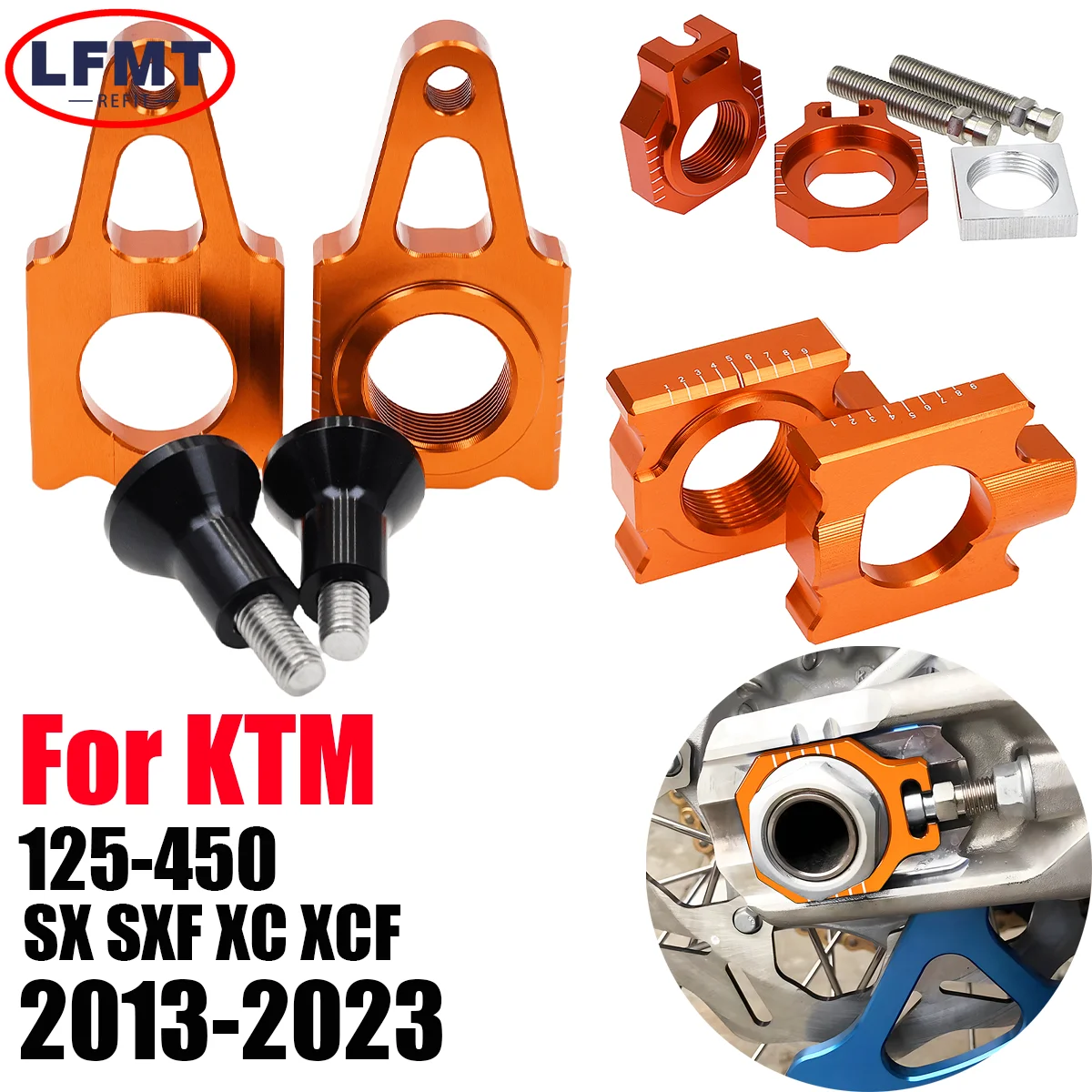 

Motorcycle CNC Billet 25mm Rear Axle Blocks Chain Adjuster For KTM SX SXF XC XCF 125-450 HUSQVARNA TC125 FC350 FC250/450 FS450