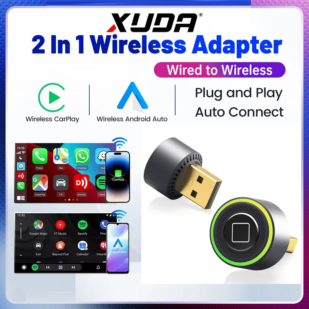 Wireless CarPlay Android Auto Adapter Dongle USB Smart Mini Box Plug & Play Universal For VW Toyota Nissan Honda Ford Benz KA05