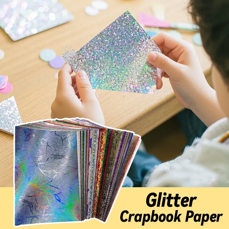 

50 Sheets Glitter Cardstock Paper Glitter Textured Scrapbook Paper DIY Craft Mixed Shining Color Folding Papers Scrapbooking