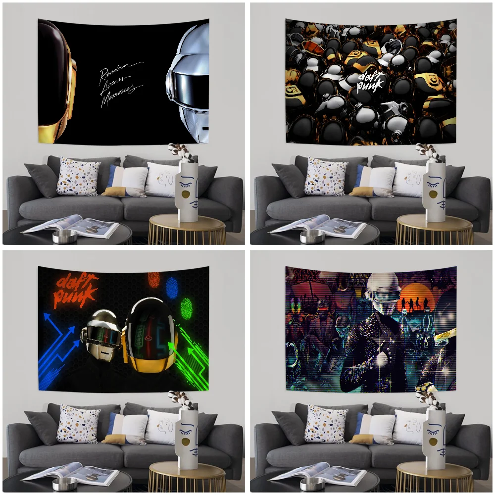 

Daft Punk Rock Band Cartoon Tapestry Art Science Fiction Room Home Decor Wall Hanging Sheets