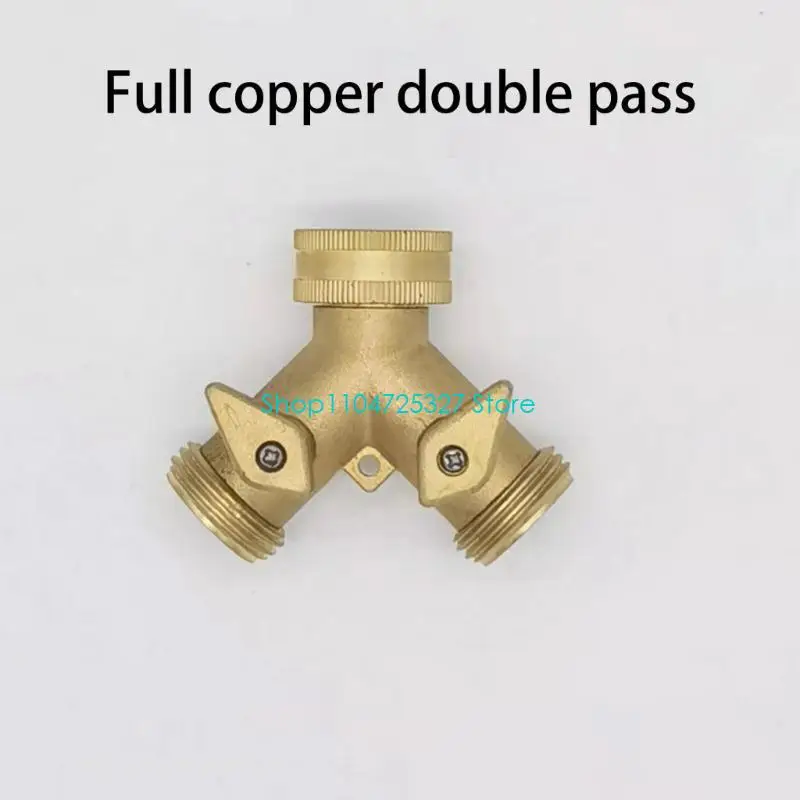 D8KF Upgrades Brass 2 Way Y Hose Connector Garden Spigot Adapter with Shut  Valves
