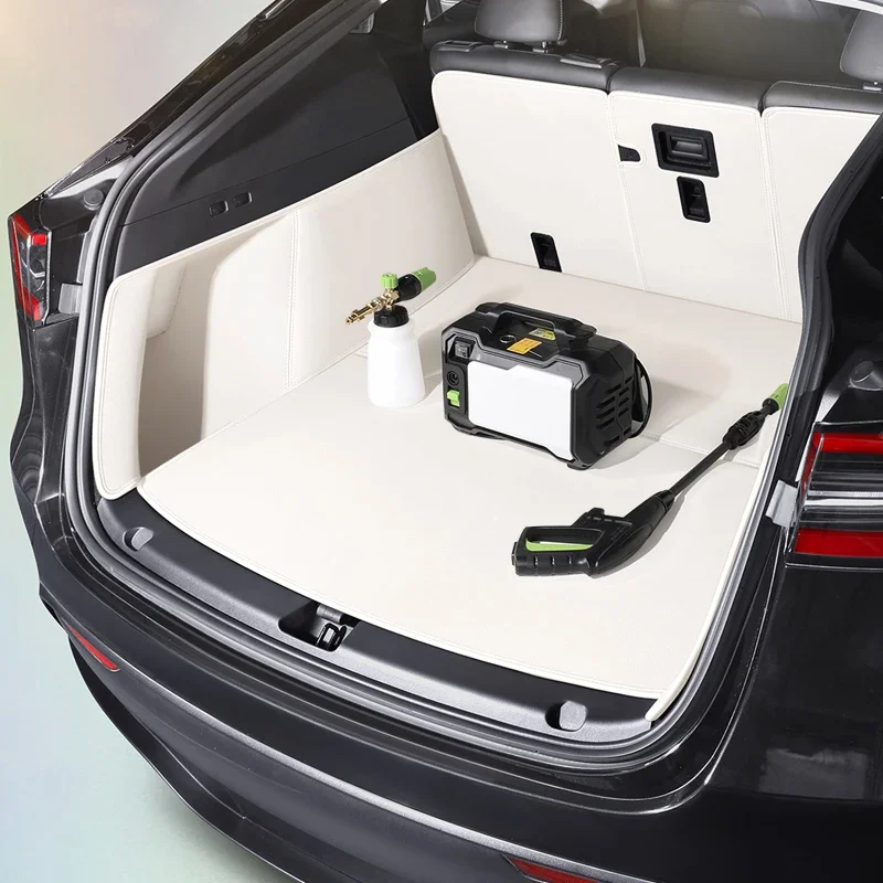 For Tesla Model Y Custom Fit Trunk Mat Car Interior Accessories Durable Genuine Leather Carpet for Back Storage Trunk Cargo Mat