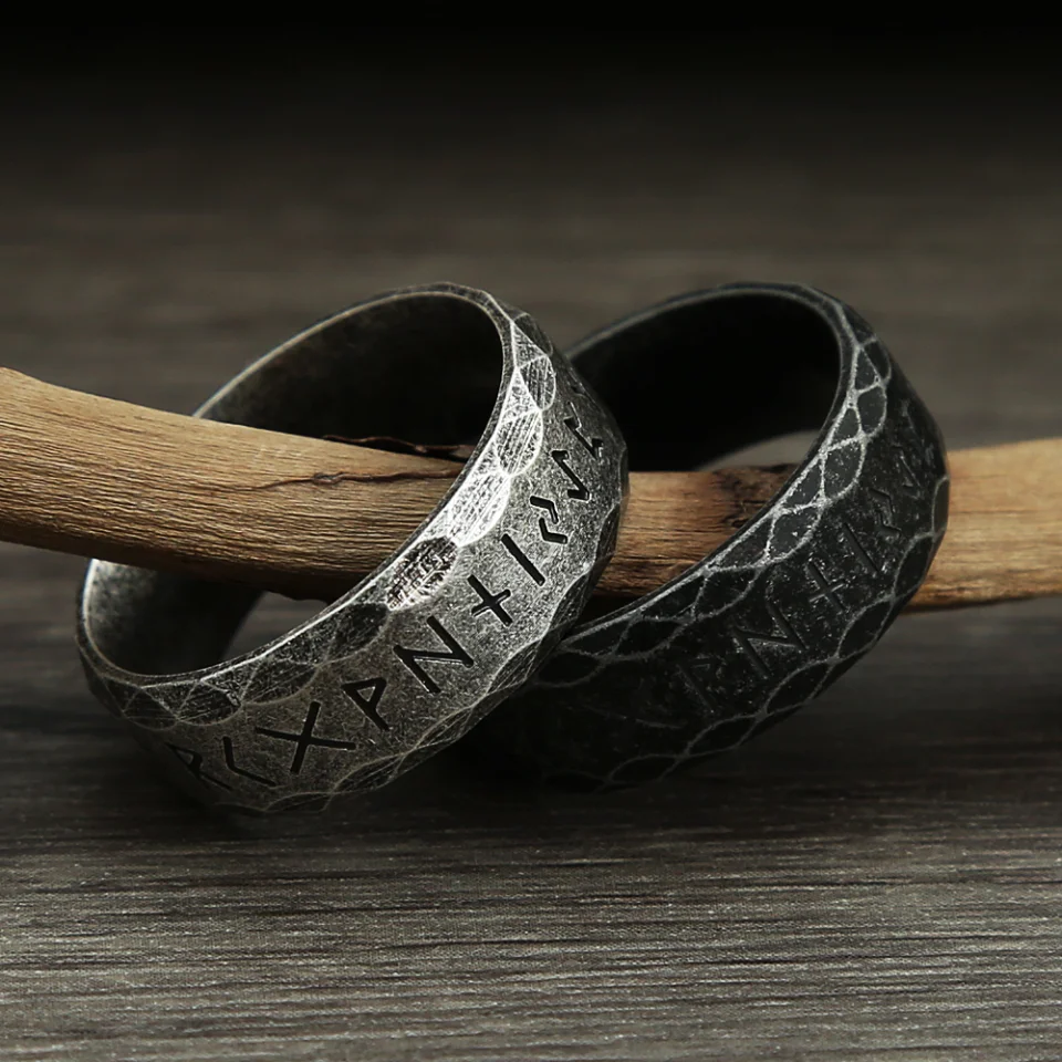 خمر الفايكنج رون الدائري للرجال النساء 316L الفولاذ المقاوم للصدأ موضة الشمال تميمة خواتم بسيطة تميمة مجوهرات هدية دروبشيبينغ