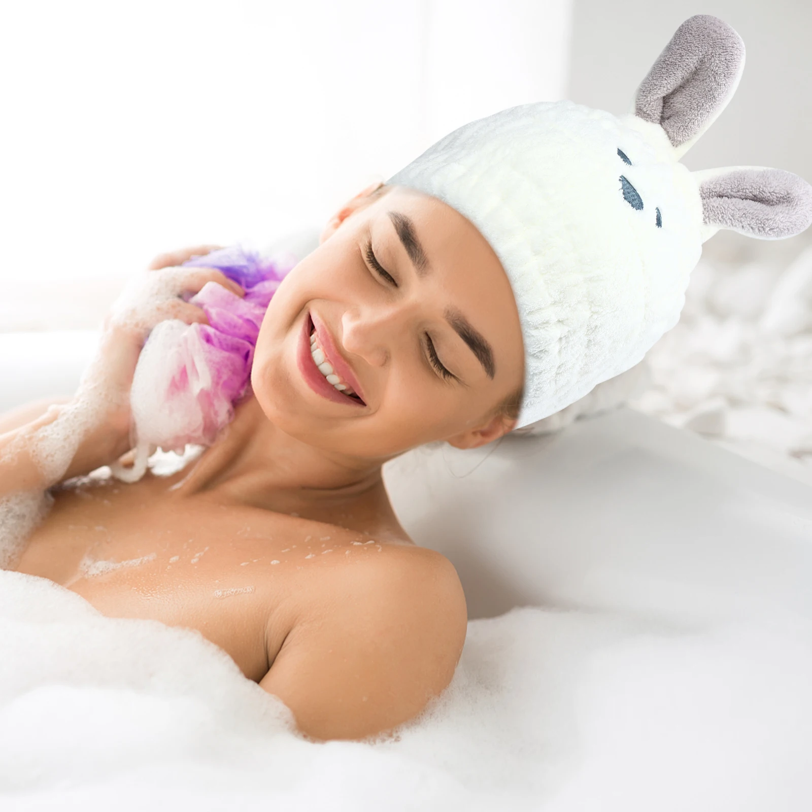 

2pcs Hair Towel Dry Cap Microfiber Turban Wrap Quick Absorbent Lightweight White Hair Wraps Women Kids