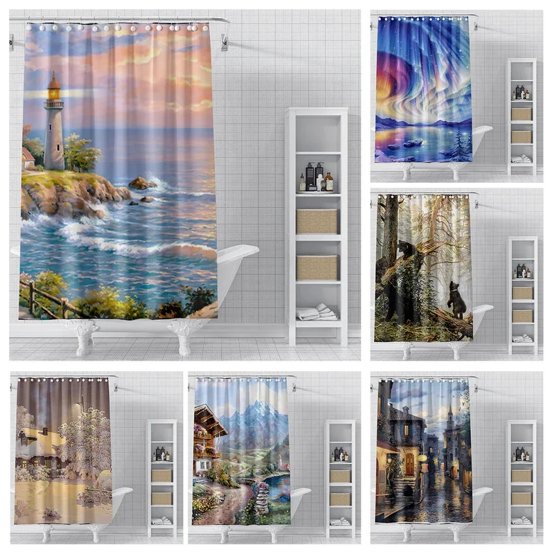 home shower curtains for bathroom Landscape animals waterproof fabric bathroom Curtains modern shower curtain 180x200 240x200