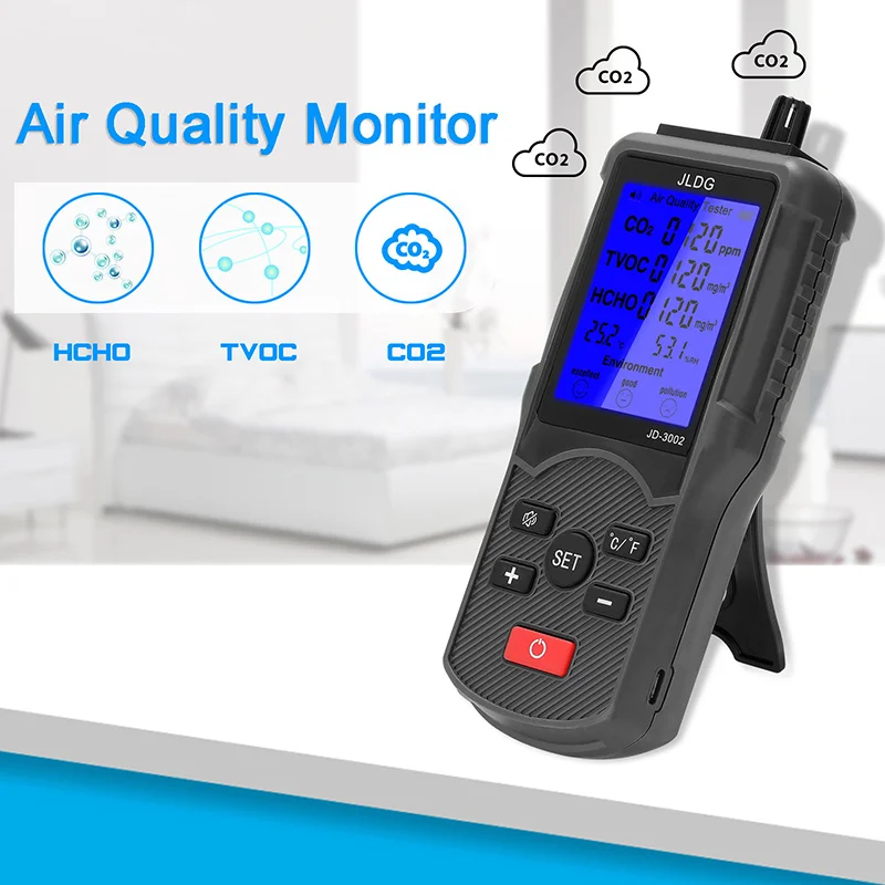 

Air Quality Tester CO2 TVOC Meter Thermometer Humidity Measuring Carbon Dioxide Monitor WIth LCD Screen lithium battery