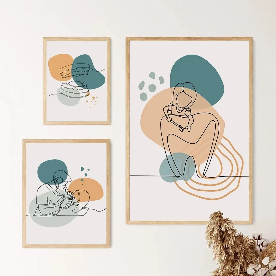 Dental Clinic Poster Oral Health Dentist Wall Art Abstract Tooth Line Prints Canvas Painting Pictures For Medical Office Deco