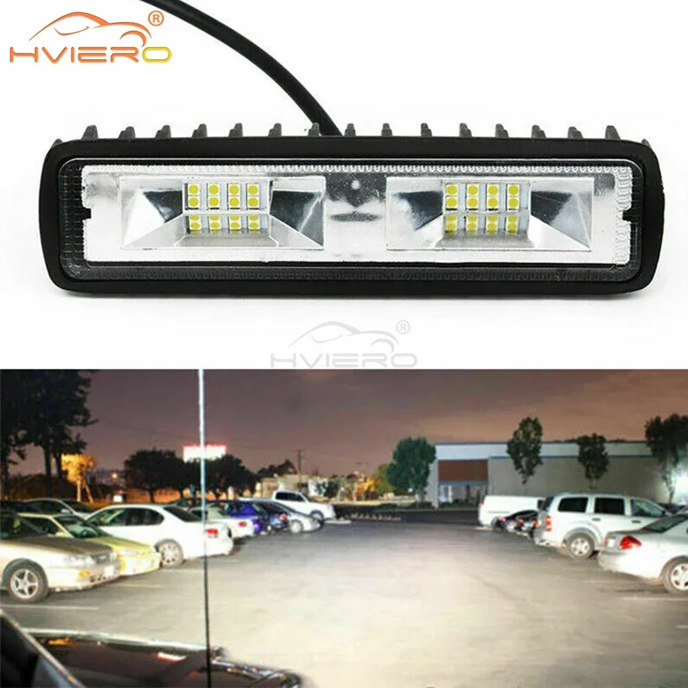 

48W 16LED Car Work Lamps Strips Spotlight White Turn Signal Off-road Fog Headlights Tractor Taillights IP68 Waterproof Light Bar