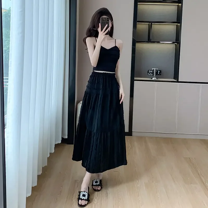

Long Female Outfits Maxi Promotion The New Function of Matching in Same Summer Clothes 2025 Stylish Women's Two Skirt Piece Set