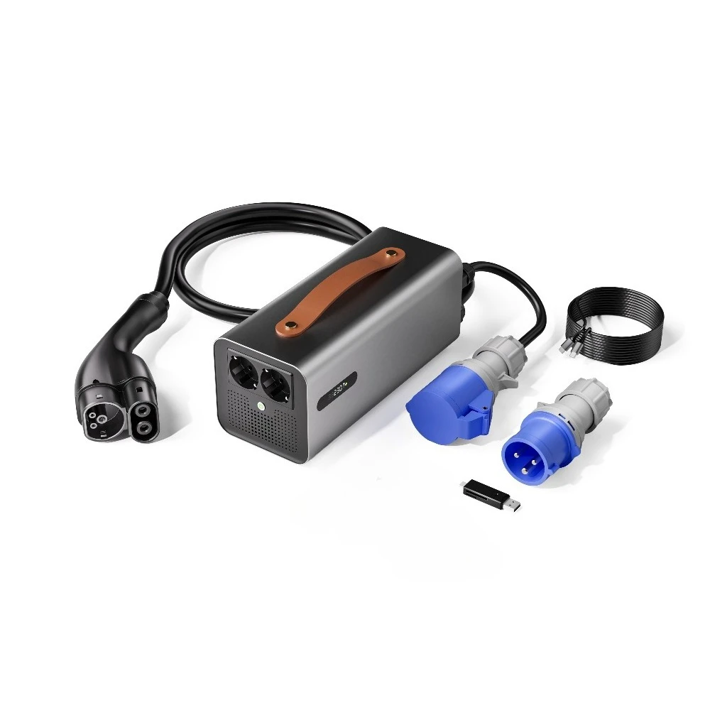 7.5kW CCS2 V2L Portable EV Charger for  Model 3/Y/S/X with Real-time Monitoring Discharge Function Camping & Home Use