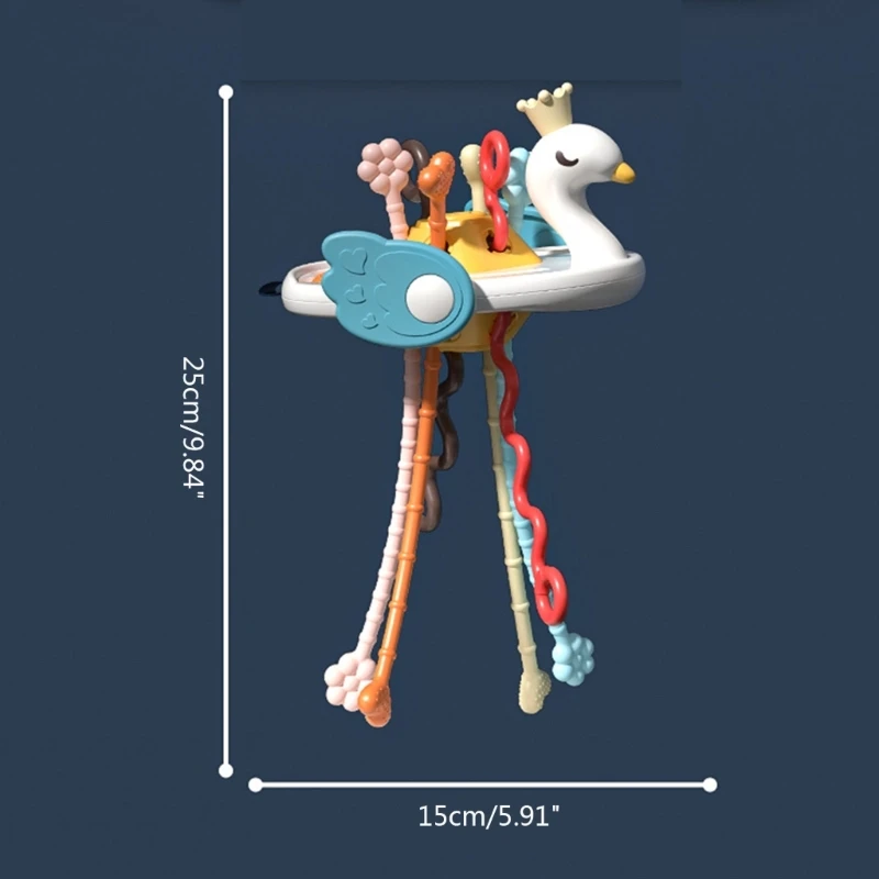 F19F Simpatico giocattolo interattivo con cordino sensoriale per neonati Giocattolo per dentizione per bambini Giocattolo per