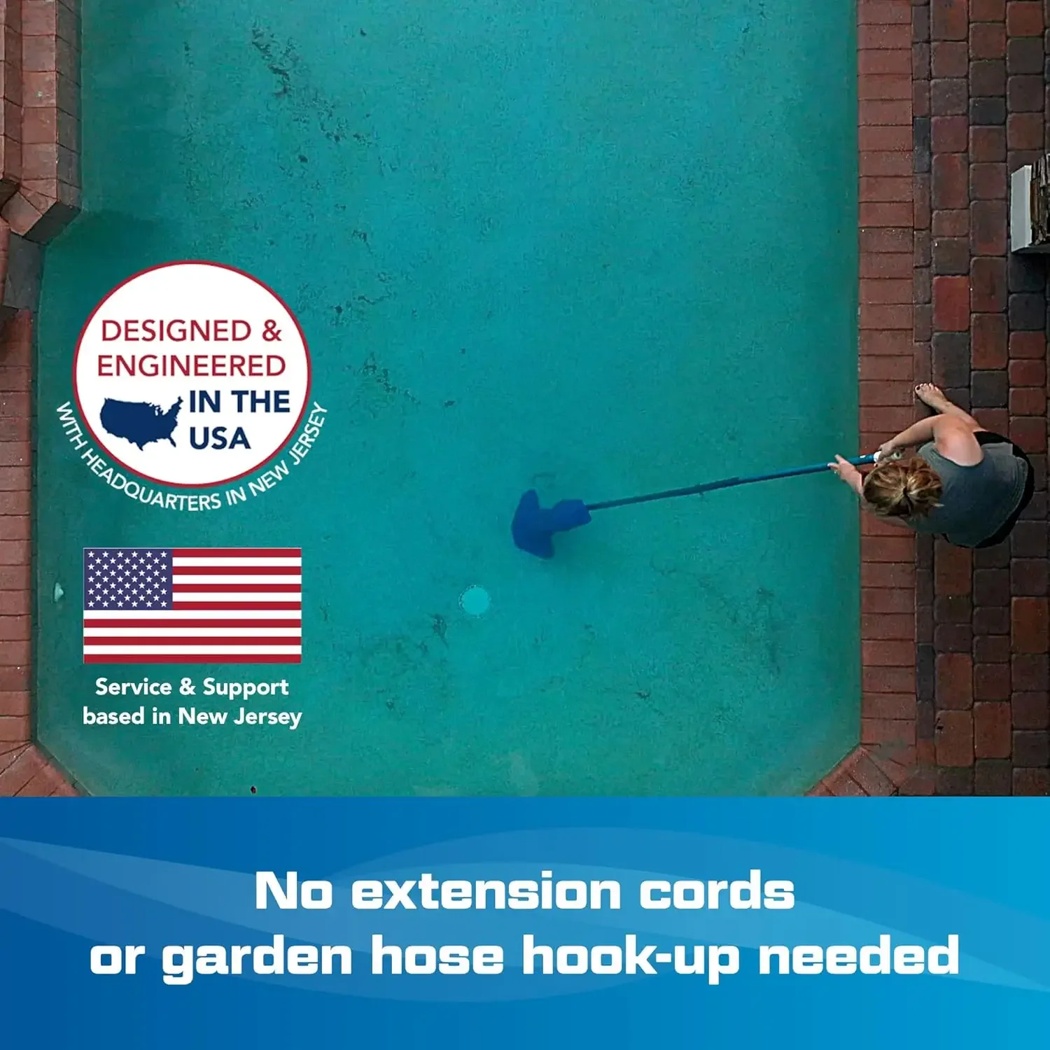 Cordless Pool Vacuum for Commercial Grade Cleaning & Heavy Duty Power, Handheld Rechargeable Swimming Pool C