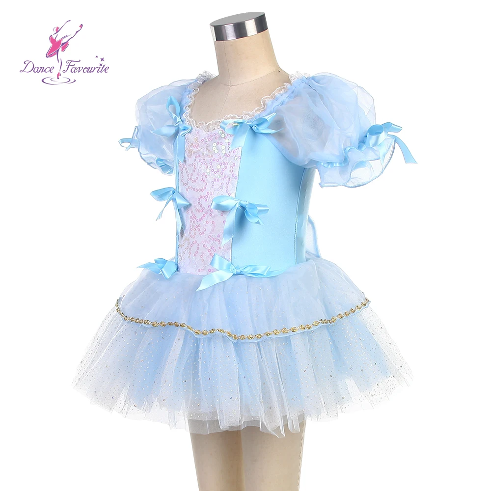 Costumes de danse à paillettes pour enfants, corsage bleu pâle, tutu de ballet préféré, petits olympiques de danse, 23136