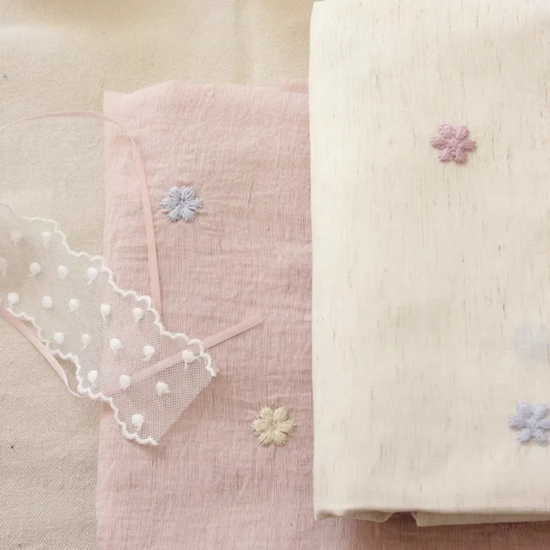 

Cotton Polyester Floral Embroidery Fabric Summer Dresses Clothes Pants Accessories Fabric Decorations