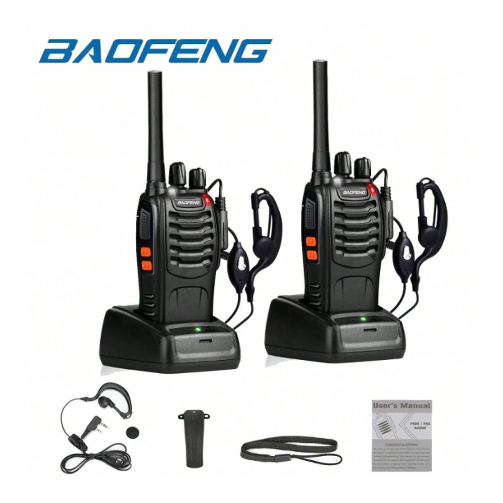 2pcs Baofeng BF-88E walkie-talkie 50 kilometers 16CH UHF 446.00625-446.19375MHz 12.5KHz Channel Separation with USB Charger