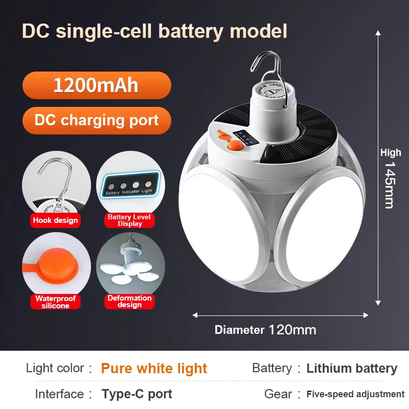 

Многофункциональный перезаряжаемый фонарь-вентилятор для кемпинга, портативный уличный светильник, ночник для палатки с крючком, для экстренных ситуаций