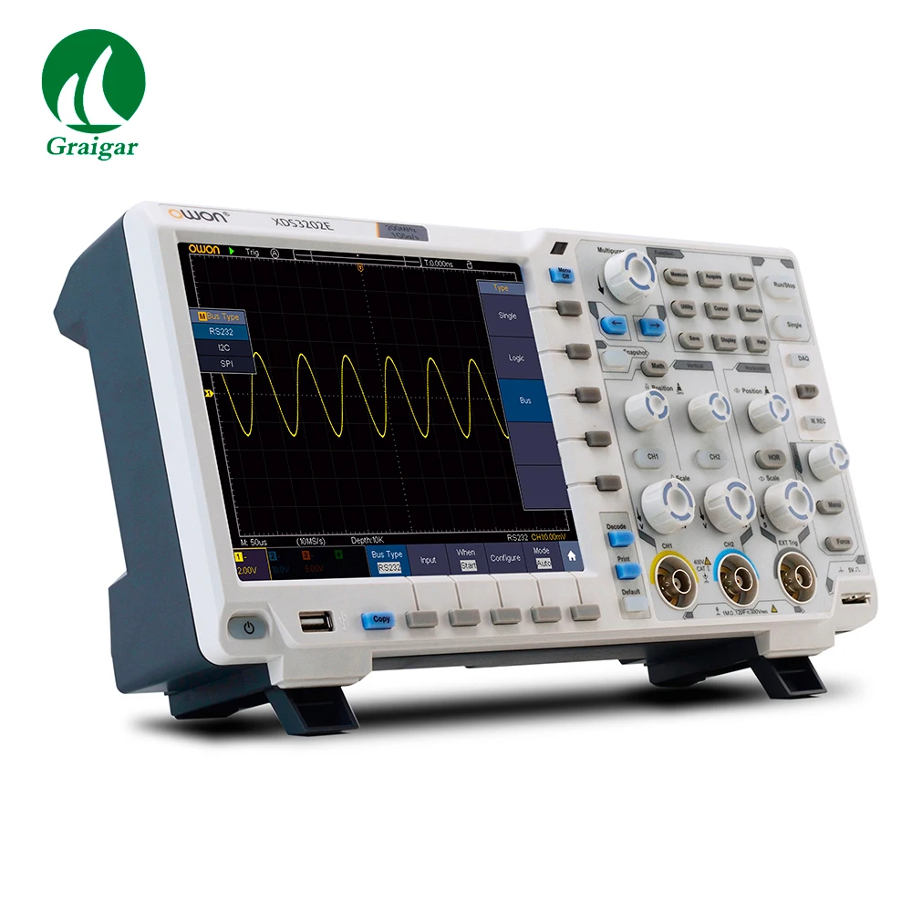 OWON XDS3202E 8 Bits Dual Channel Digital Oscilloscope 200MHz 1GS/s 40M Record Length 56,000 Wfms/s 8 Inch 2 +1External Options