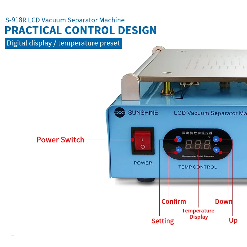 Sunshine S-918R LCD Vacuum Separator Machine Multi-purpose Phone LCD Glass Removing Changing Repair Machine 14 Inch