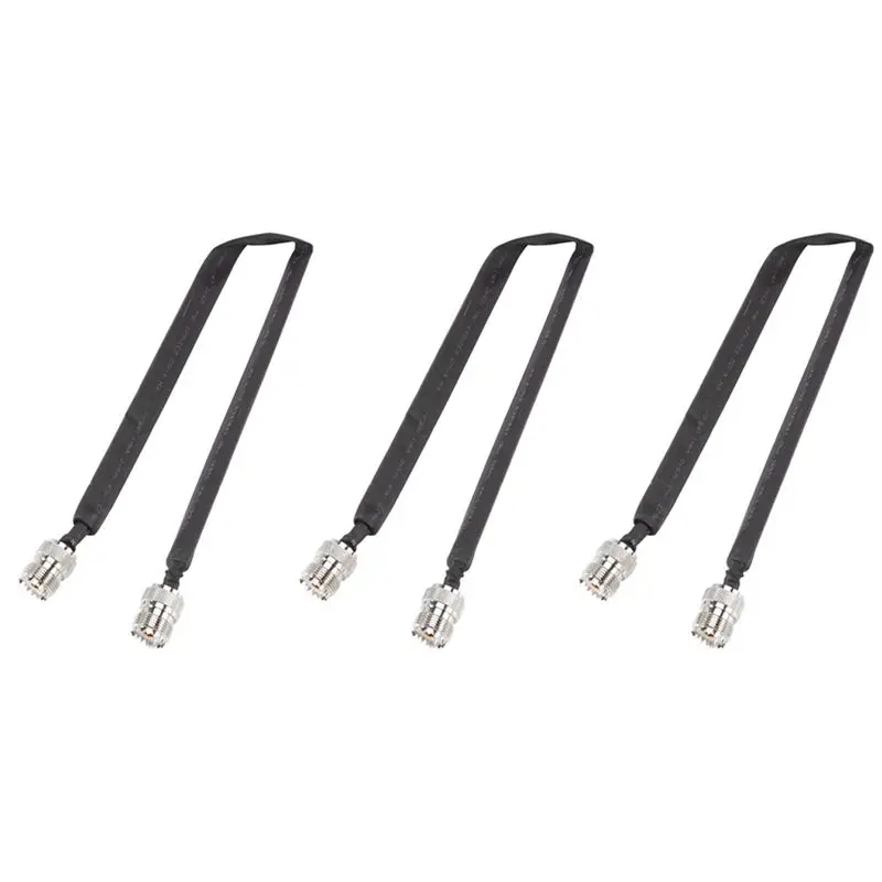 3X Window Pass Through Flat RF Coaxial Cable SO239 UHF Female To UHF Female 50 Ohm RF Coax Pigtail Extension Cord 20Cm