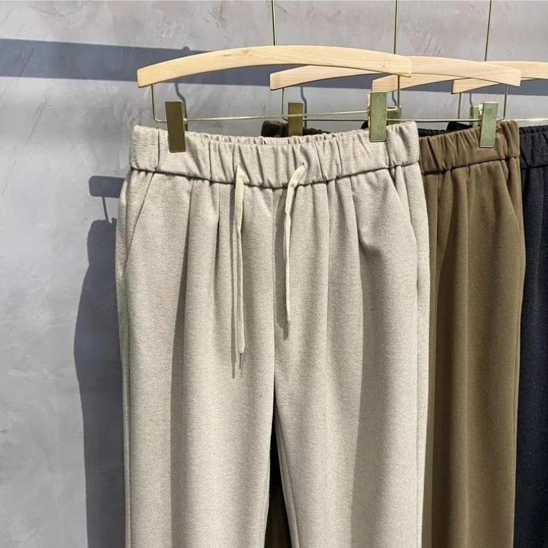 Men Autumn Vintage Casual Pants Classic Solid Color Straight Leg Trousers High Grade Versatile Daily Wear Men's Clothing