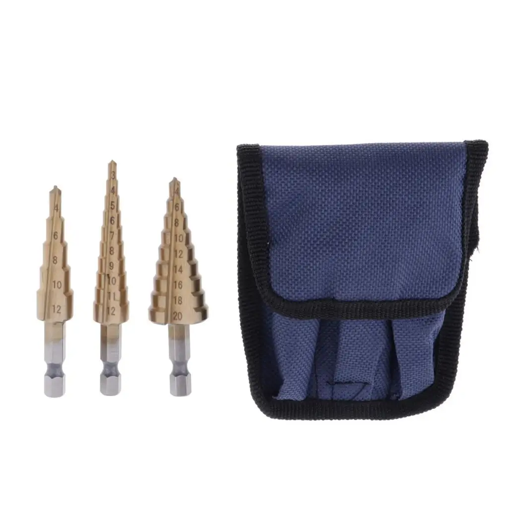 Multiple Hole Cone Step Drill Bit Set Hex Shank HSS Titanium Punching Tool for Sheet Metal Craft