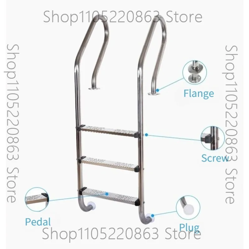 Stainless Steel Pool Ladder, 5-step Non-buried Model, Suitable for Pool Depths of 1.5-1.8m, The Ideal Choice for Leisure Pools