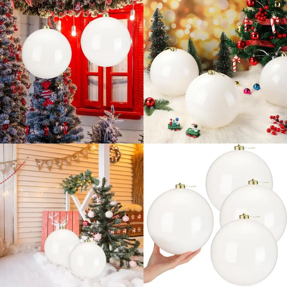

4 упаковки больших 8 рождественских шаров — белые большие пластиковые украшения для елки и праздничного декора на открытом воздухе